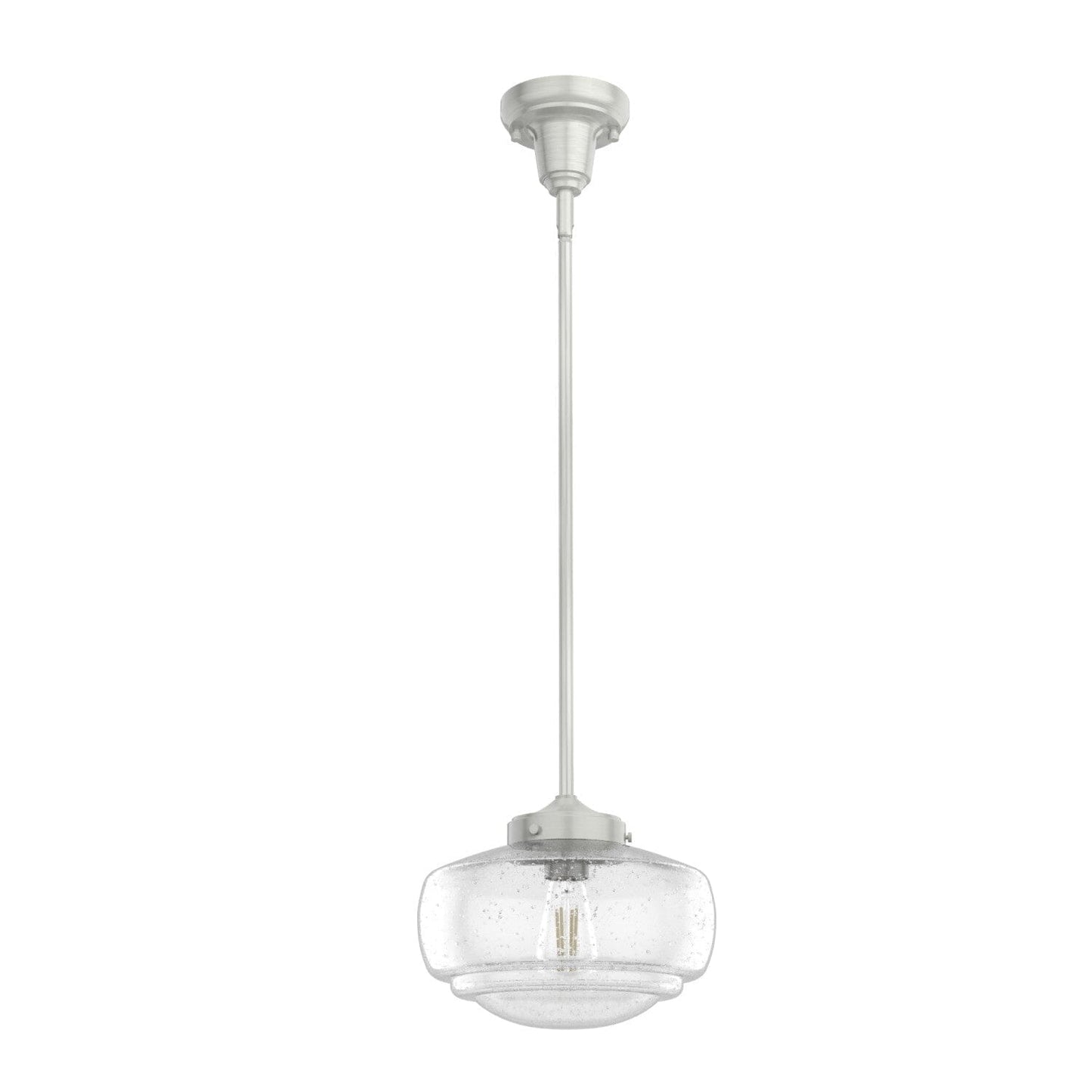 Saddle Creek Clear Seeded Glass 1 Light 10 Inch Pendant Lighting Hunter Brushed Nickel - Seeded 