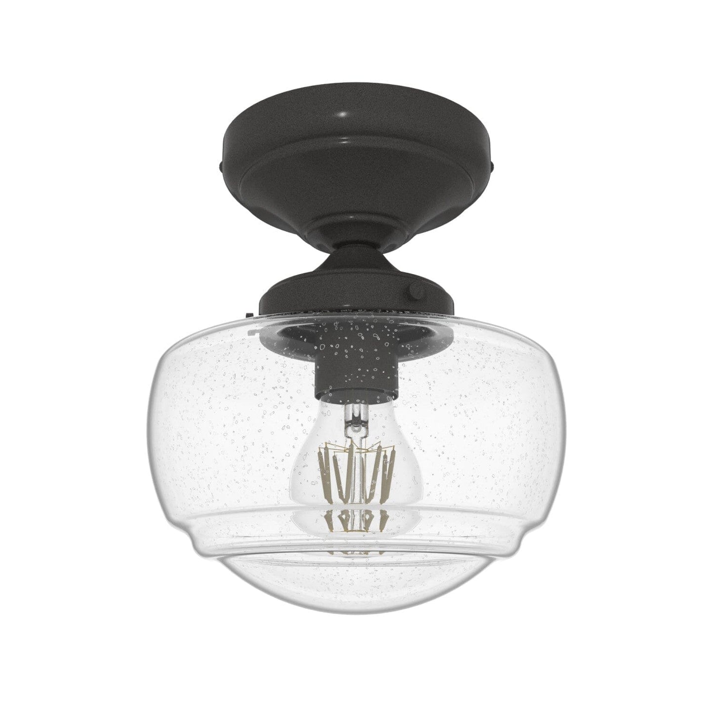 Saddle Creek Clear Seeded Glass 1 Light Mini Semi Flush Lighting Hunter Noble Bronze - Seeded 