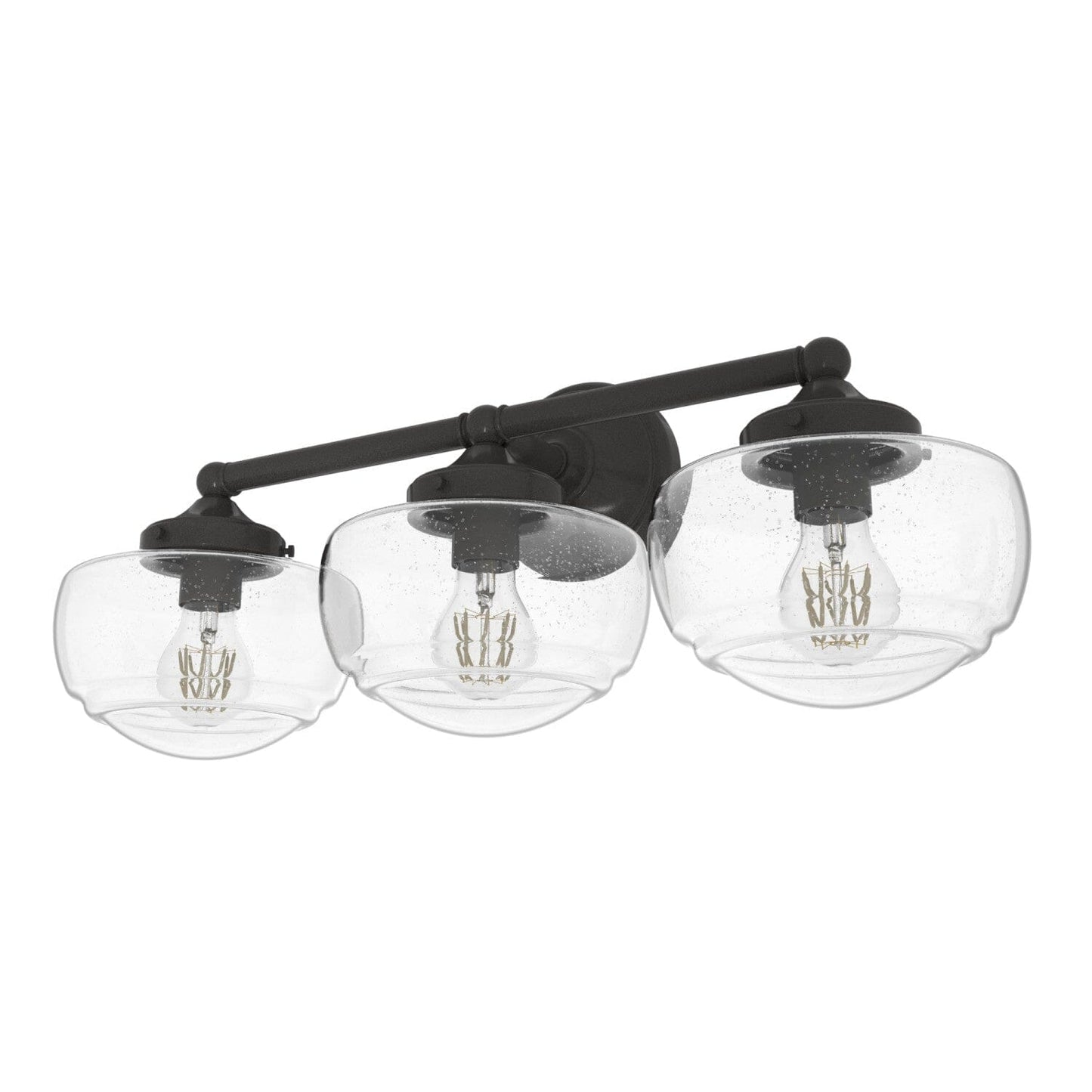 Saddle Creek Clear Seeded Glass 3 Light Vanity Lighting Hunter Noble Bronze - Clear Seeded 