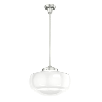 Saddle Creek Shiny Cased White Glass 1 Light 16 Inch Pendant Lighting Hunter Brushed Nickel - Cased White 