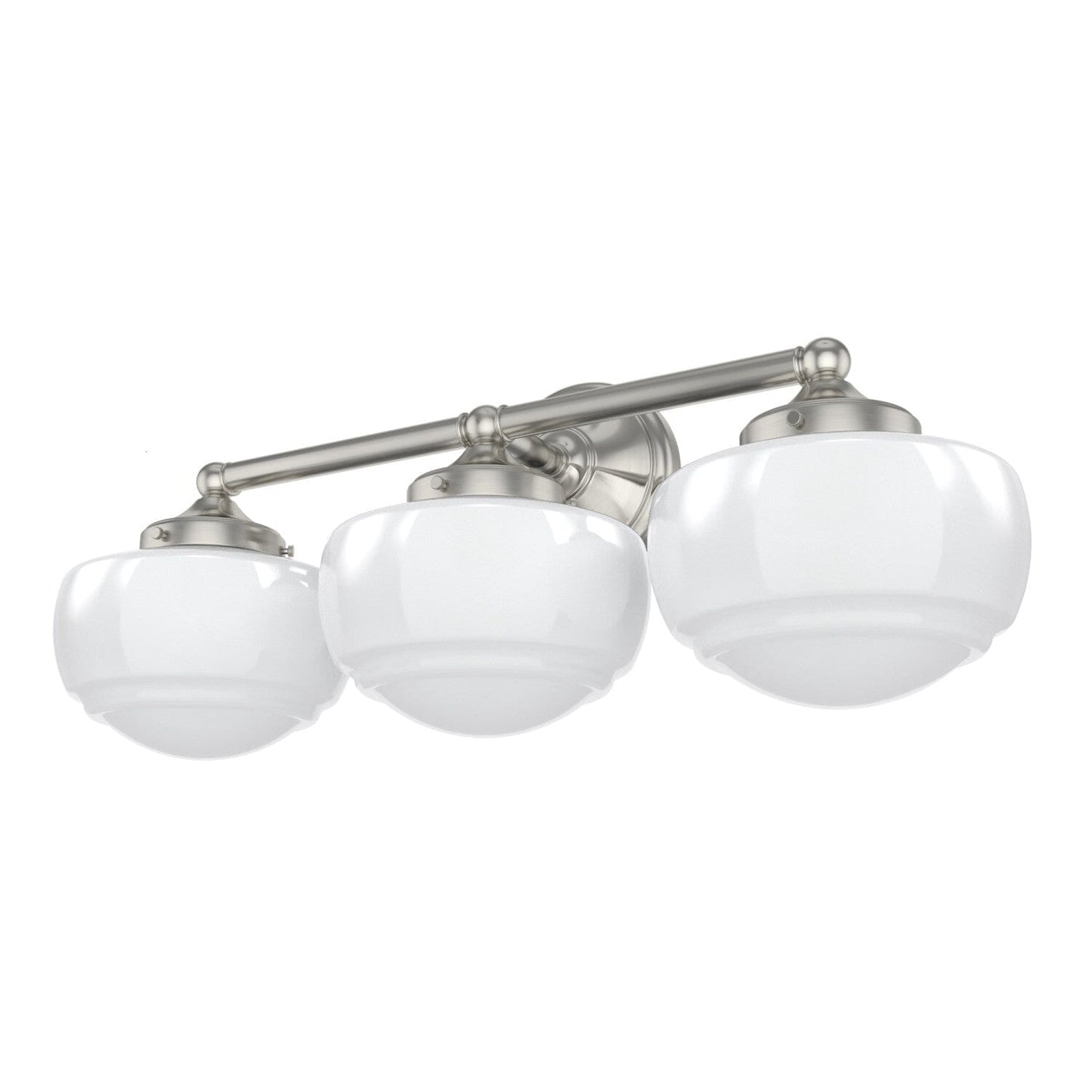 Saddle Creek Shiny Cased White Glass 3 Light Vanity Lighting Hunter Brushed Nickel - Cased White 