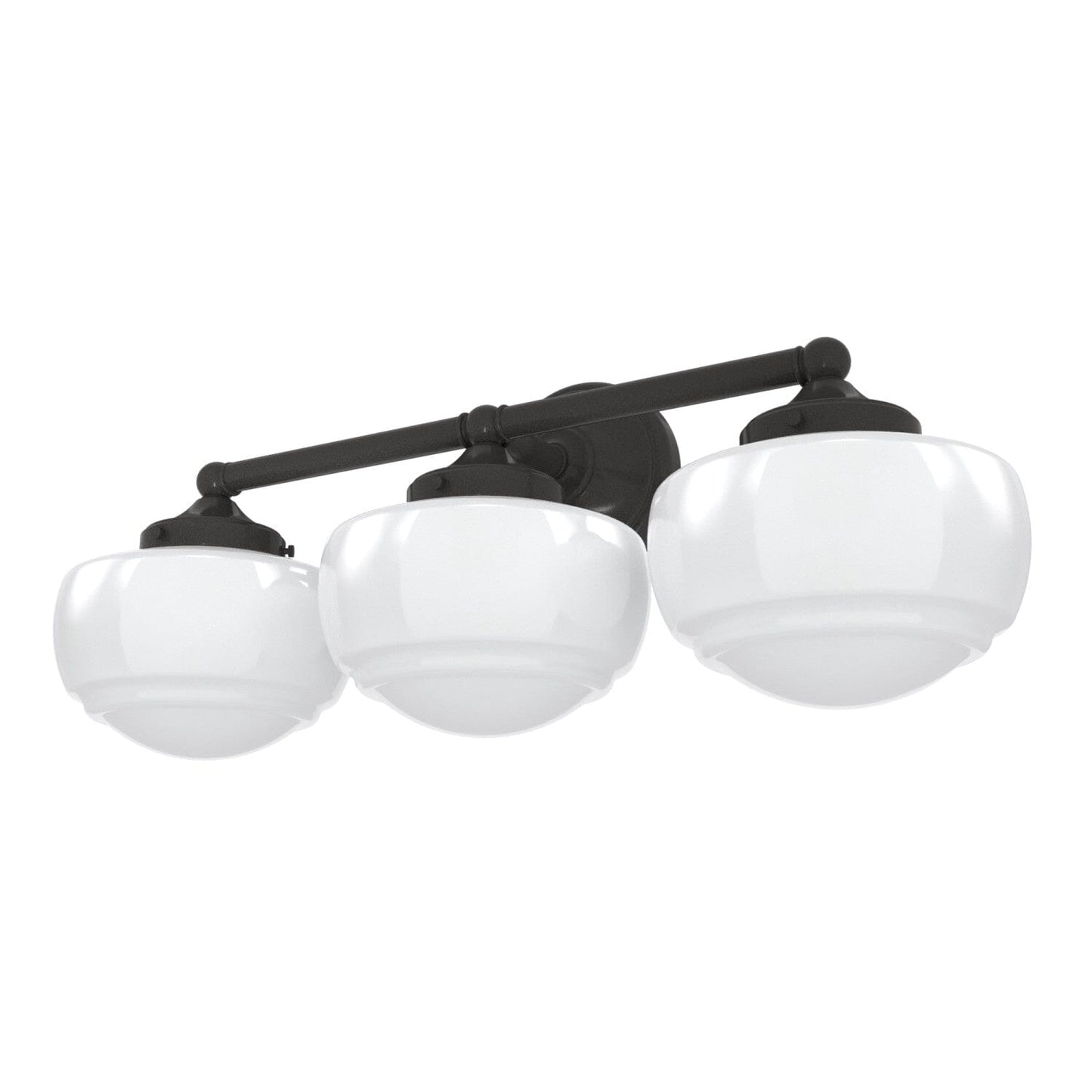 Saddle Creek Shiny Cased White Glass 3 Light Vanity
