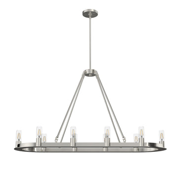 Saddlewood 10 Light Linear Chandelier Lighting Hunter Brushed Nickel - None 