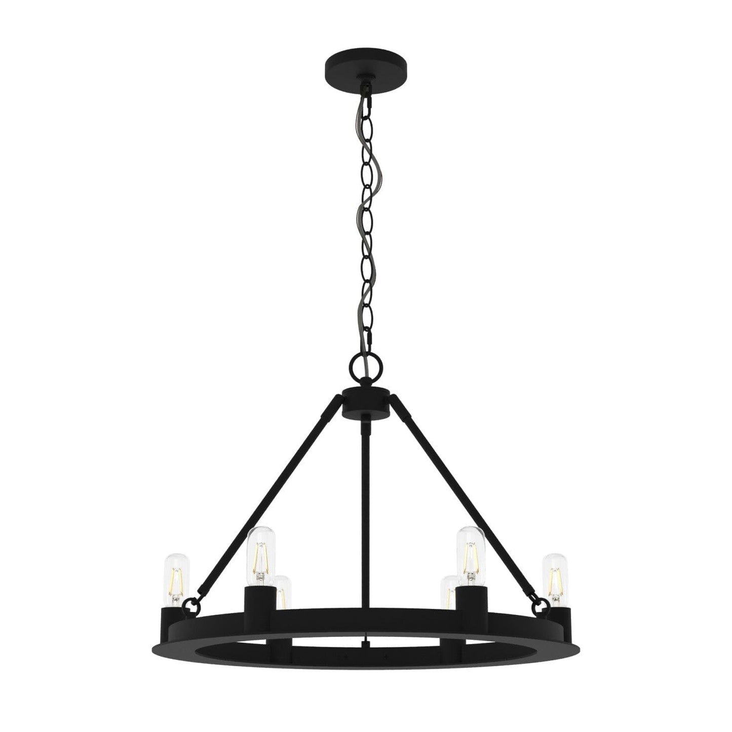 Saddlewood 6 Light Chandelier Lighting Hunter Natural Black Iron 