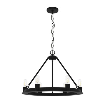 Saddlewood 6 Light Chandelier Lighting Hunter Natural Black Iron - None 