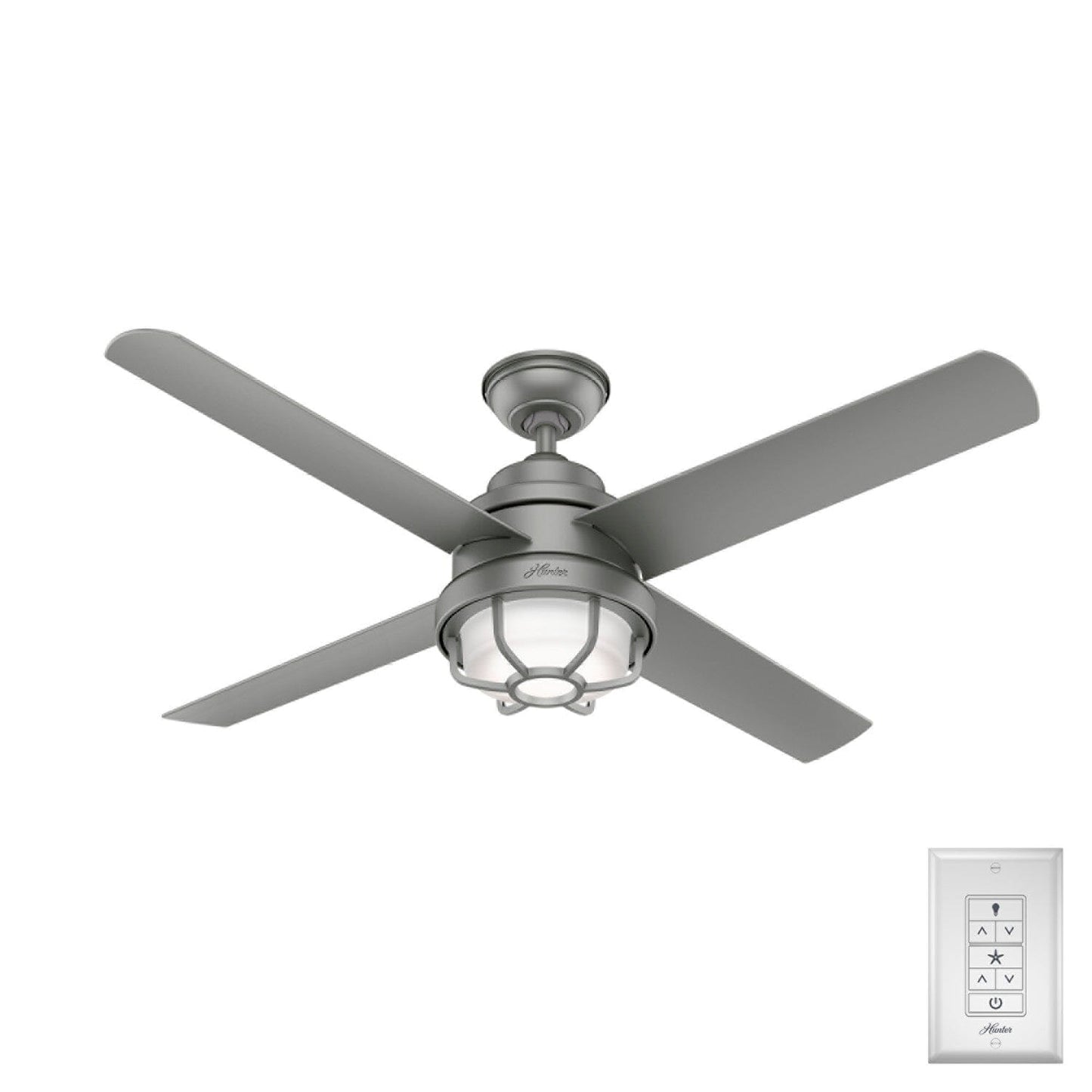 Searow Outdoor with LED Light 54 inch Ceiling Fans Hunter Matte Silver - Matte Silver 