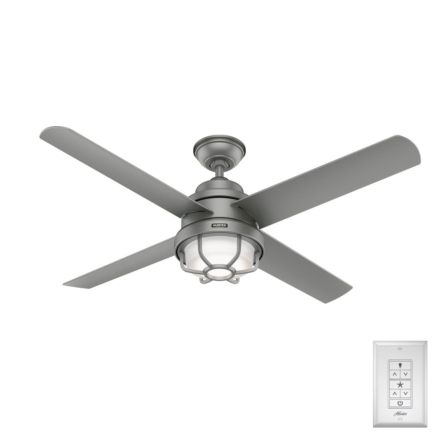 Searow Outdoor with LED Light 54 inch Ceiling Fans Hunter Matte Silver - Matte Silver 