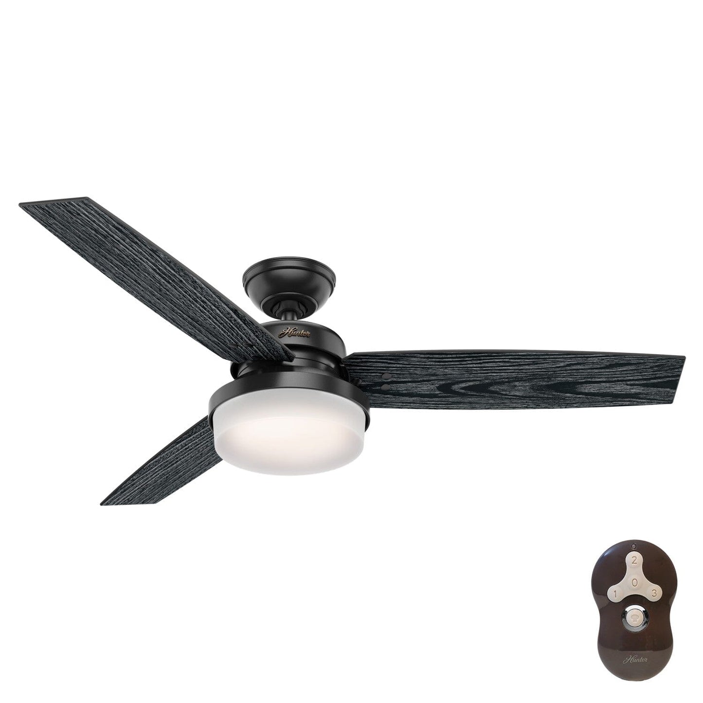 Sentinel with LED Light and Remote Control 52 inch Ceiling Fans Hunter Matte Black - Salted Black 