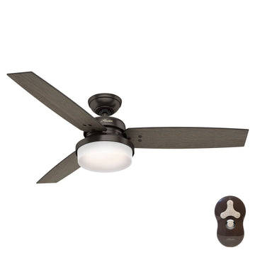 Sentinel with LED Light and Remote Control 52 inch Ceiling Fans Hunter Premier Bronze - Greyed Walnut 