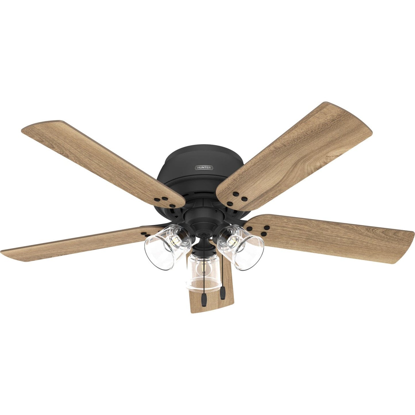 Shady Grove Low Profile with 3 Lights 52 inch Ceiling Fans Hunter Matte Black - Golden Maple 