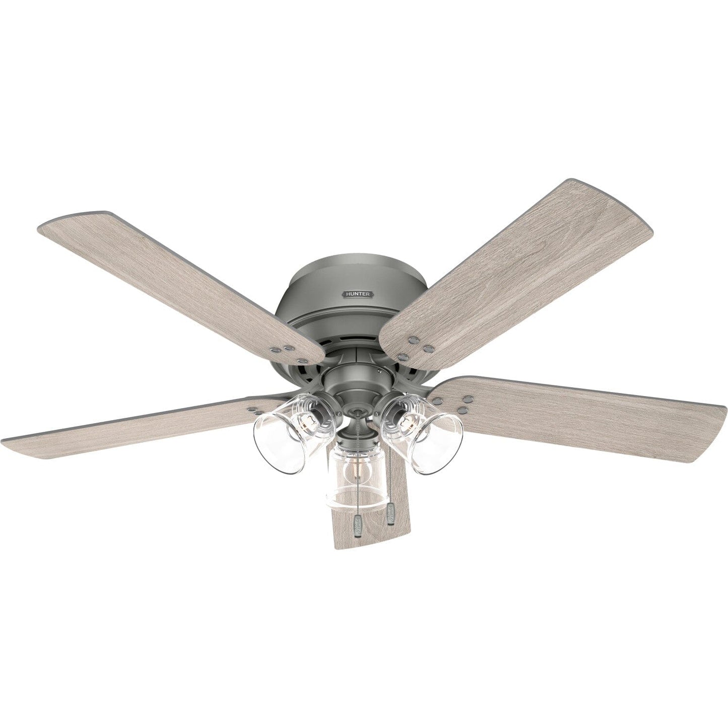 Shady Grove Low Profile with 3 Lights 52 inch Ceiling Fans Hunter Matte Silver - Light Gray Oak 