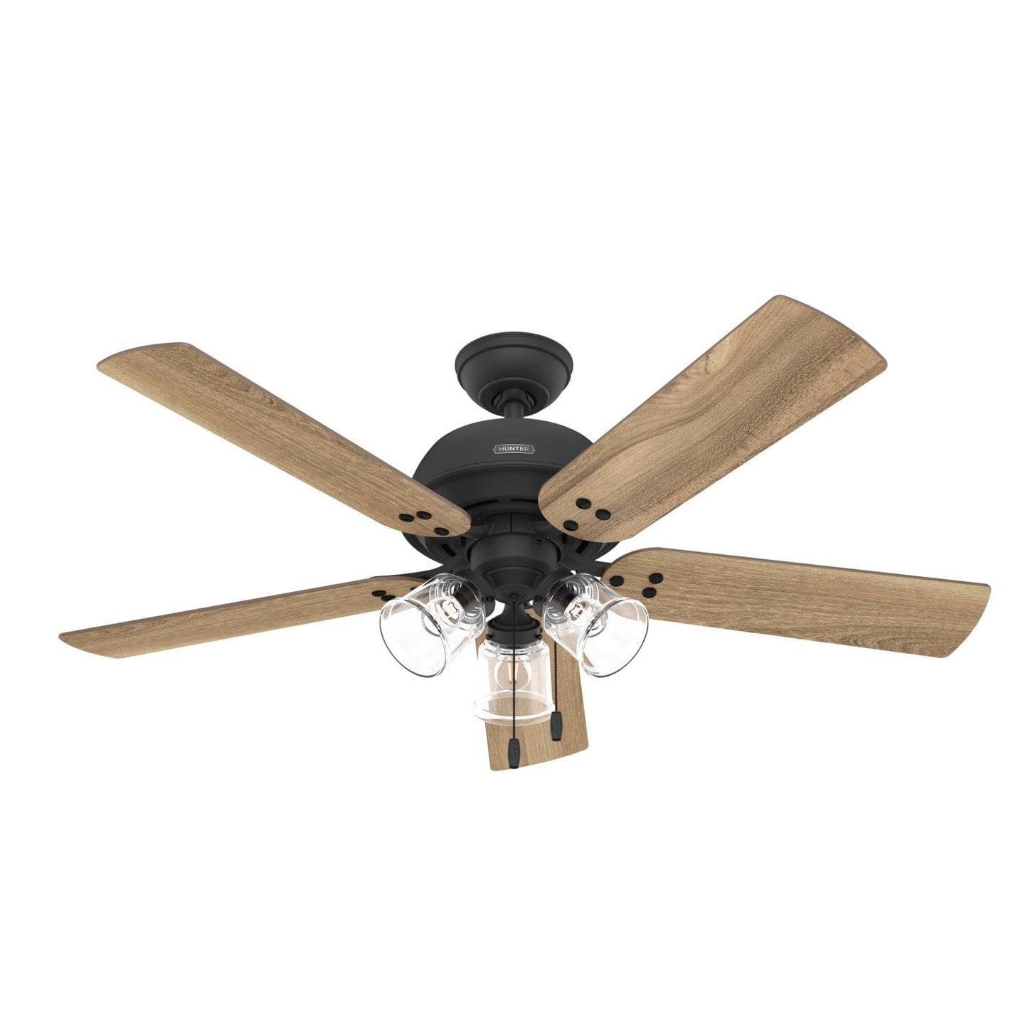 Shady Grove with 3 lights 52 inch Ceiling Fans Hunter Matte Black - Golden Maple 