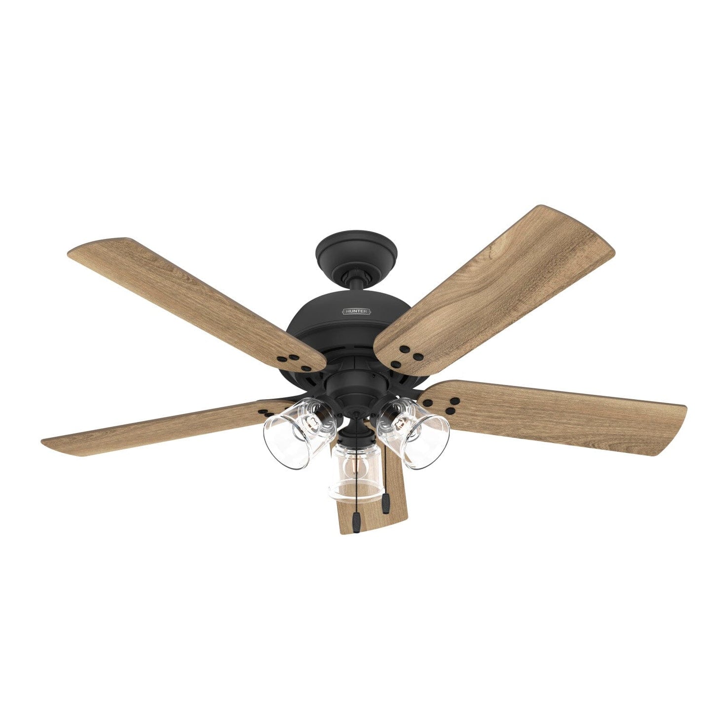 Shady Grove with 3 lights 52 inch Ceiling Fans Hunter Matte Black - Golden Maple 