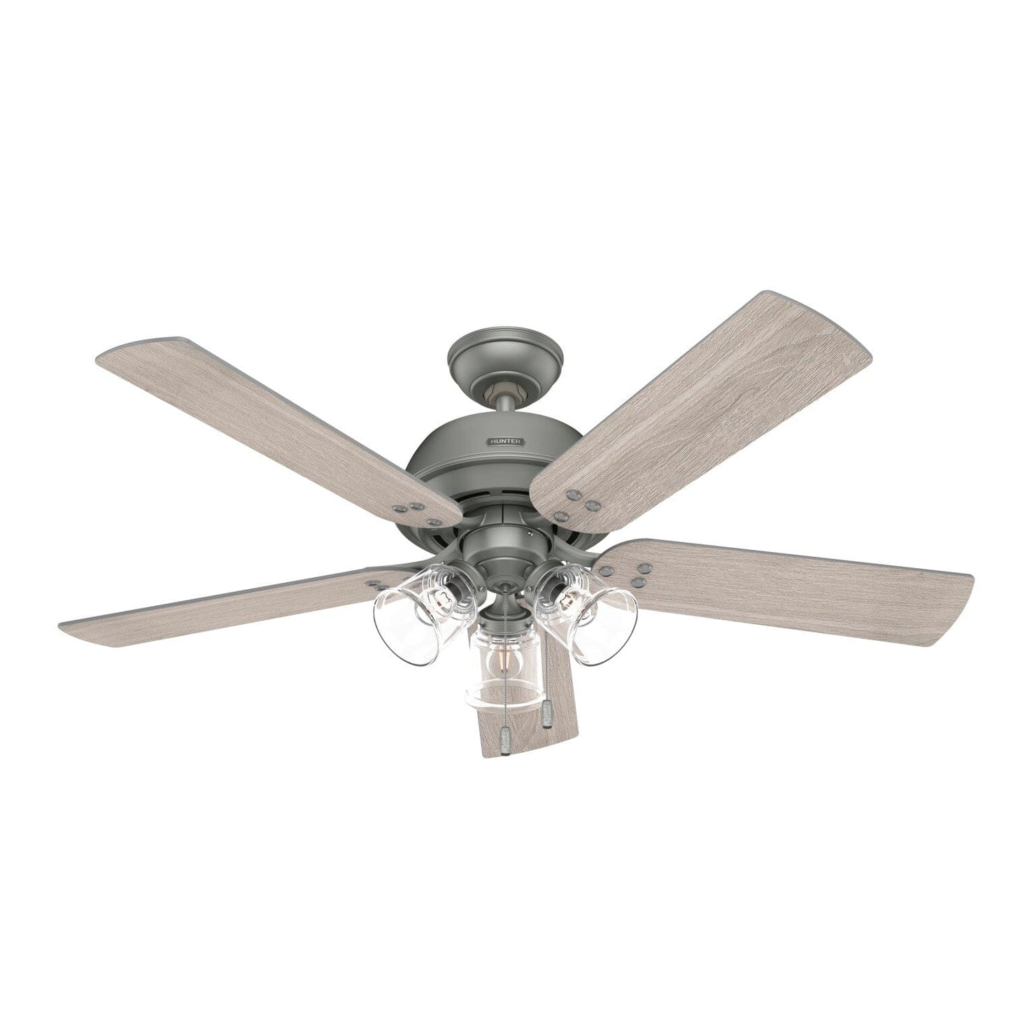 Shady Grove with 3 lights 52 inch Ceiling Fans Hunter Matte Silver - Light Gray Oak 