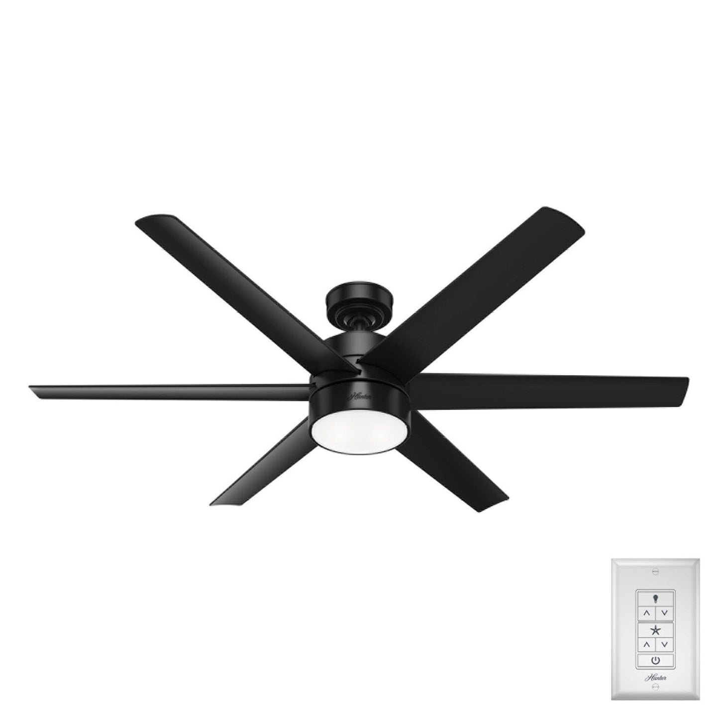 Solaria Outdoor ENERGY STAR with LED Light 60 inches Ceiling Fans Hunter Matte Black - Matte Black 