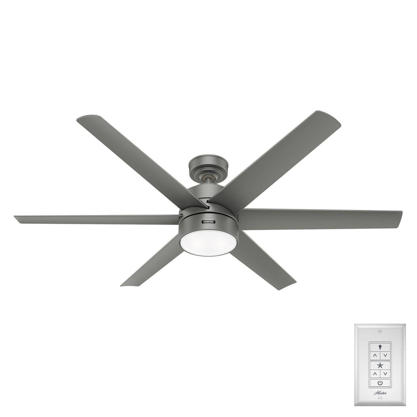 Solaria Outdoor ENERGY STAR with LED Light 60 inches Ceiling Fans Hunter Matte Silver - Matte Silver 