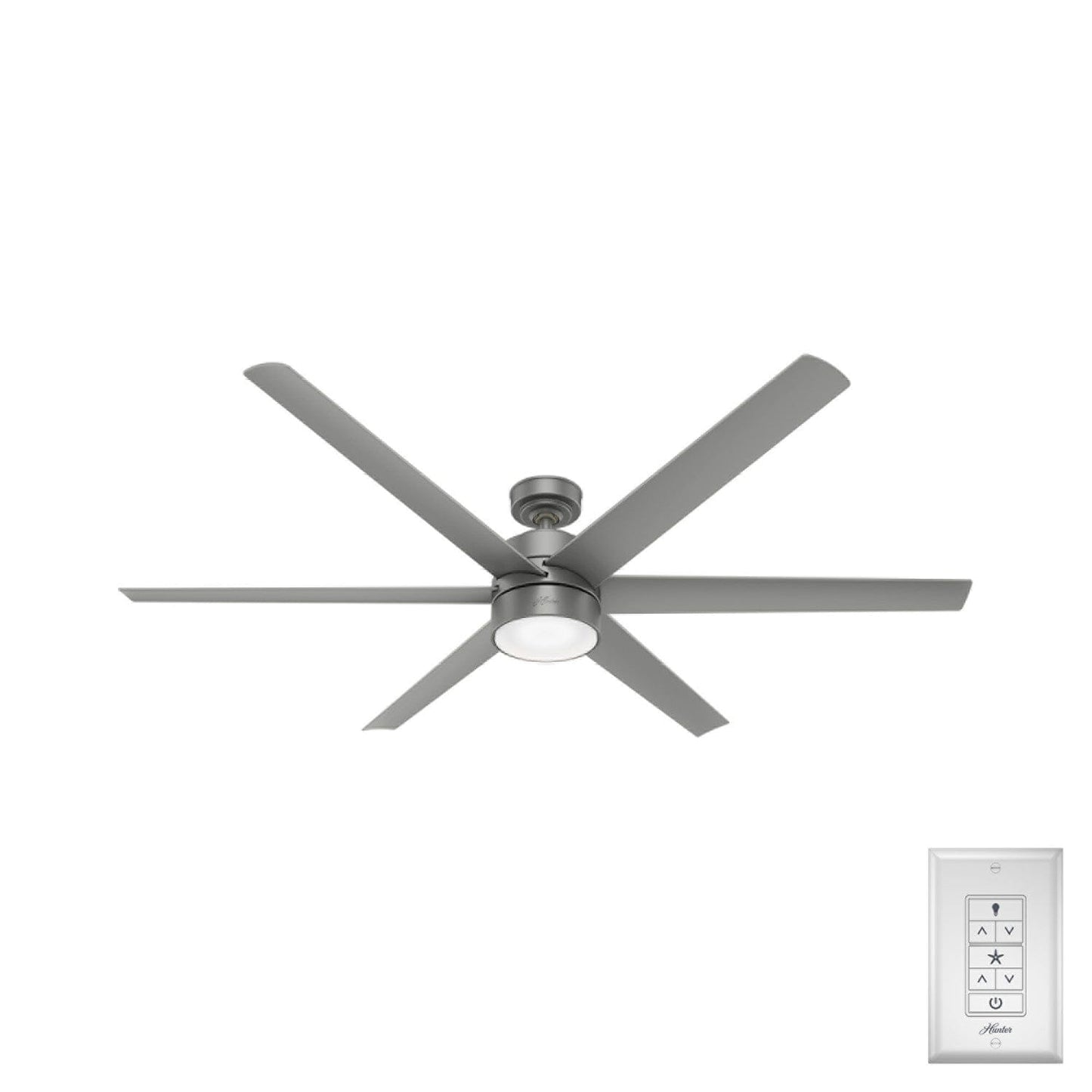 Solaria Outdoor ENERGY STAR with LED Light 72 inch Ceiling Fans Hunter Matte Silver - Matte Silver 
