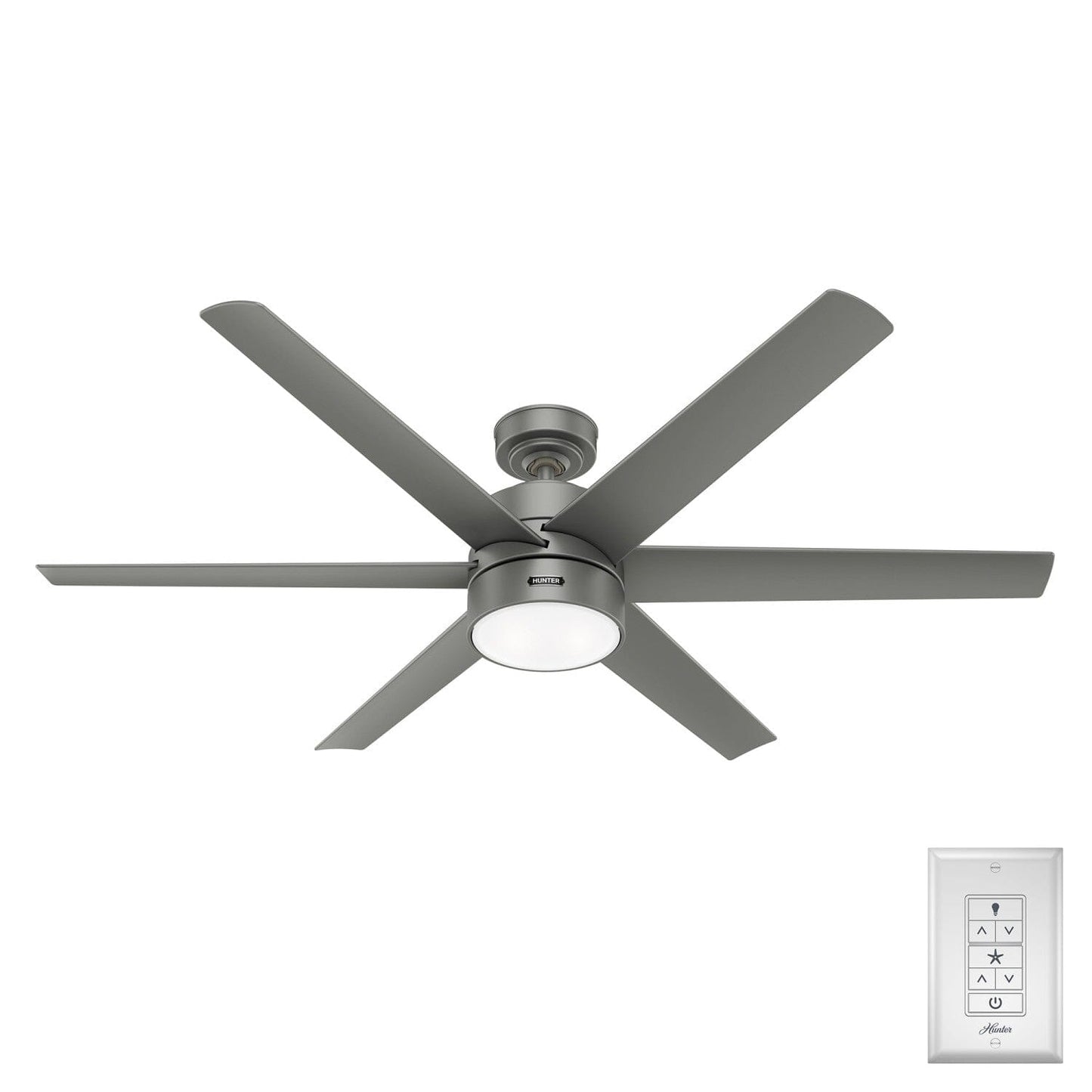 Solaria Outdoor with LED Light 60 inch Ceiling Fans Hunter Matte Silver - Matte Silver 