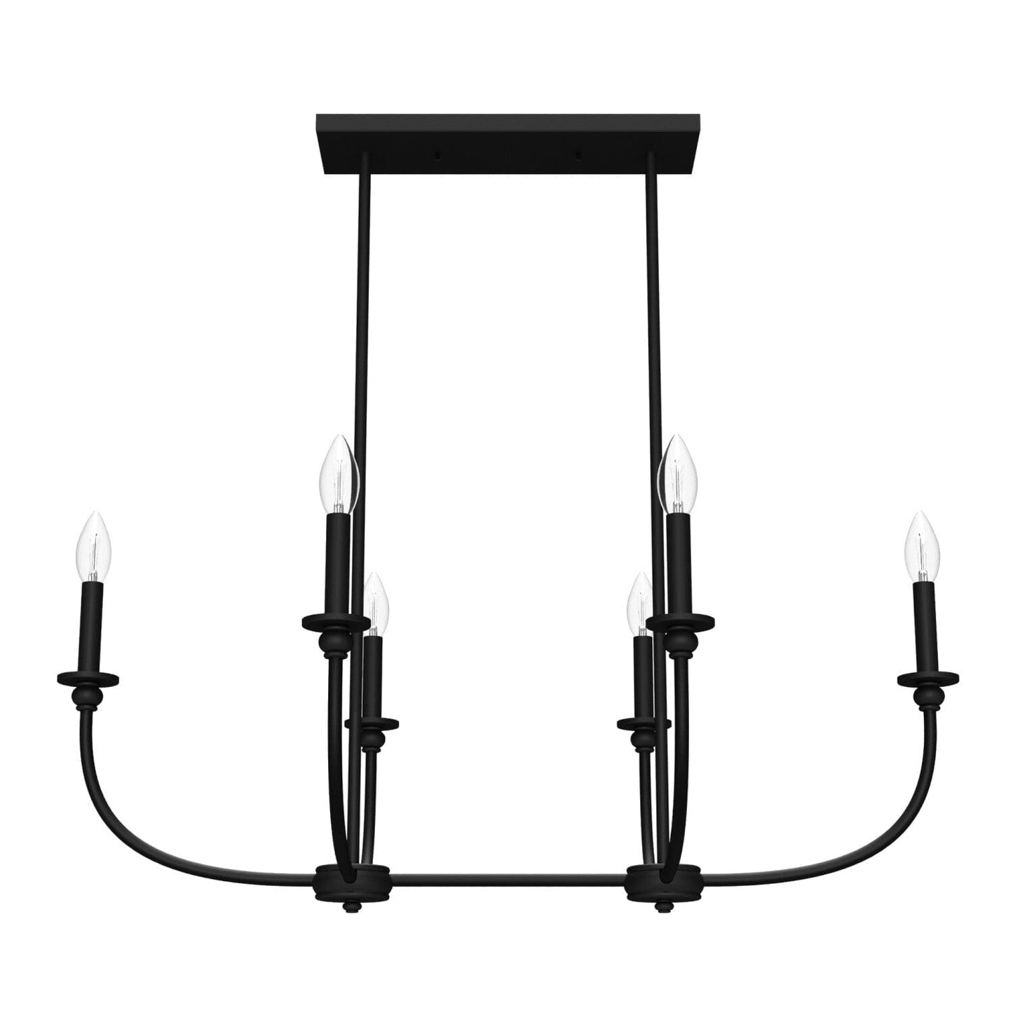 Southcrest 6 Light Linear Chandelier Lighting Hunter Matte Black - None 