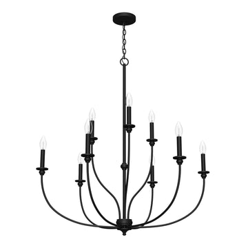 Southcrest 9 Light 2-Tier Chandelier Lighting Hunter Matte Black 