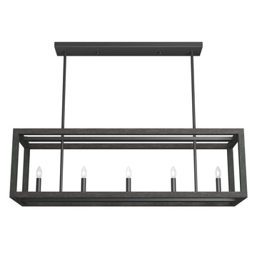 Squire Manor 5 Light Linear Chandelier Lighting Hunter Matte Black - Dark Ash 