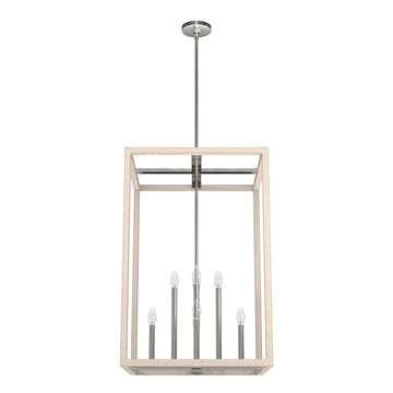Squire Manor 8 Light Pendant 22 inch Lighting Hunter Brushed Nickel - Bleached Wood 