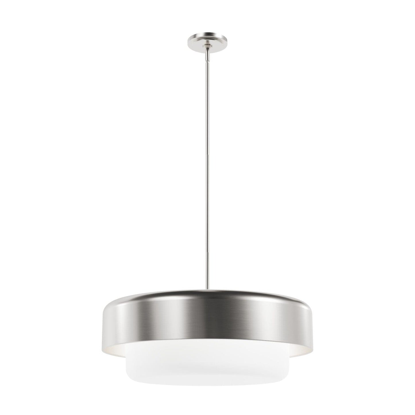 Station Pendant 4 Light Lighting Hunter Brushed Nickel - Frosted Cased White 