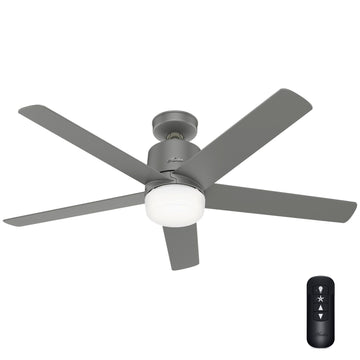 Stylus with LED Light 52 Inch-Smart Ceiling Fans Hunter Matte Silver - Matte Silver 