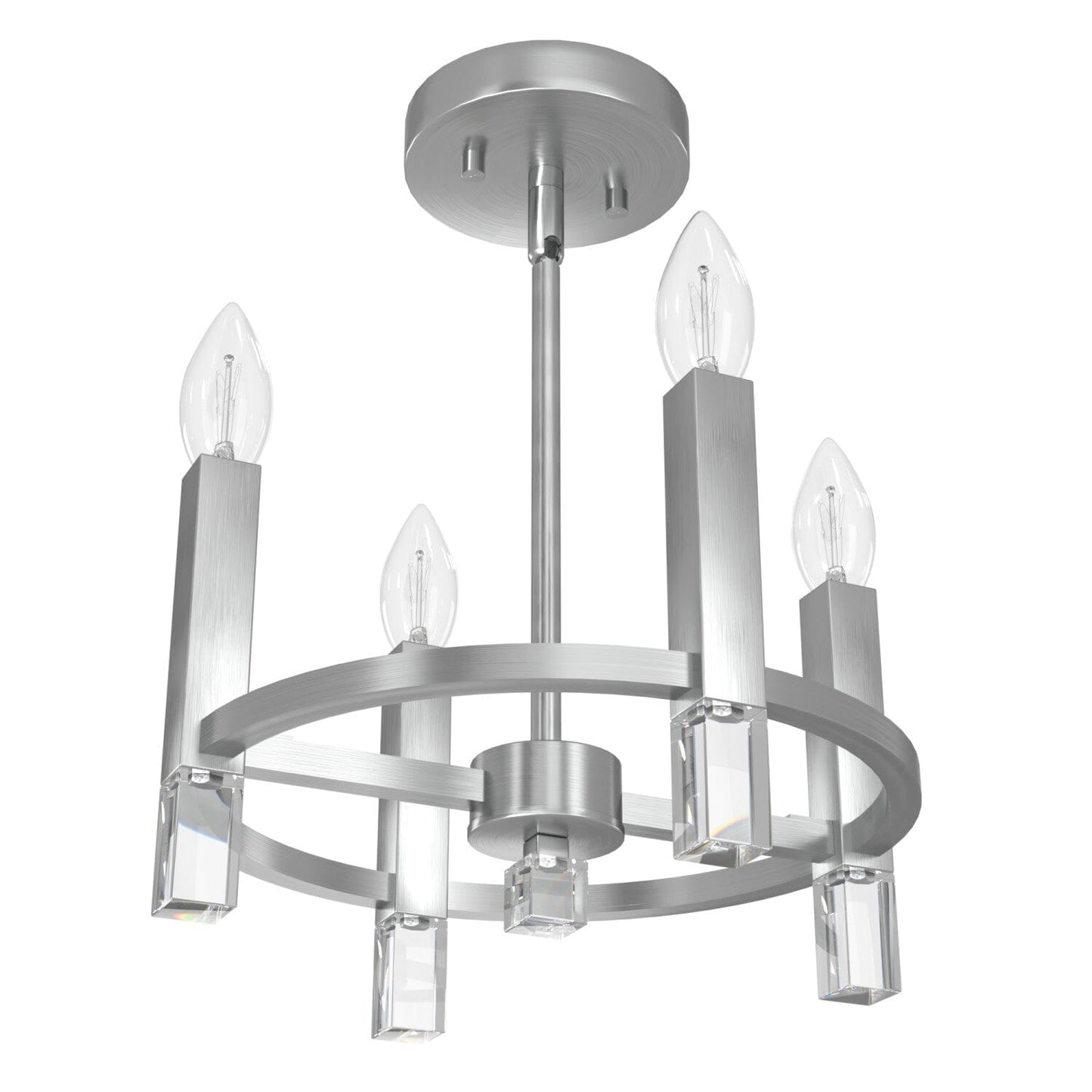 Sunjai 4 Light Semi-Flush Mount Lighting Hunter Brushed Nickel - None 