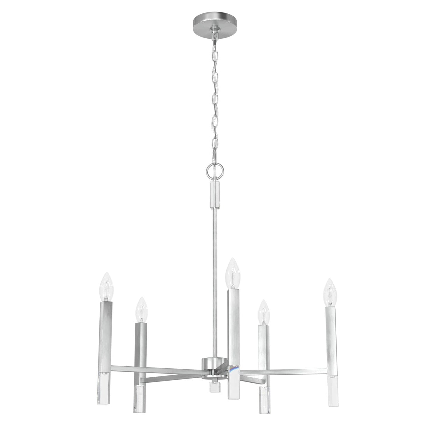 Sunjai Chandelier 5 Light Lighting Hunter Brushed Nickel 