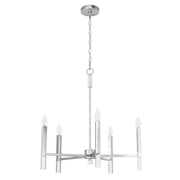 Sunjai Chandelier 5 Light Lighting Hunter Brushed Nickel 