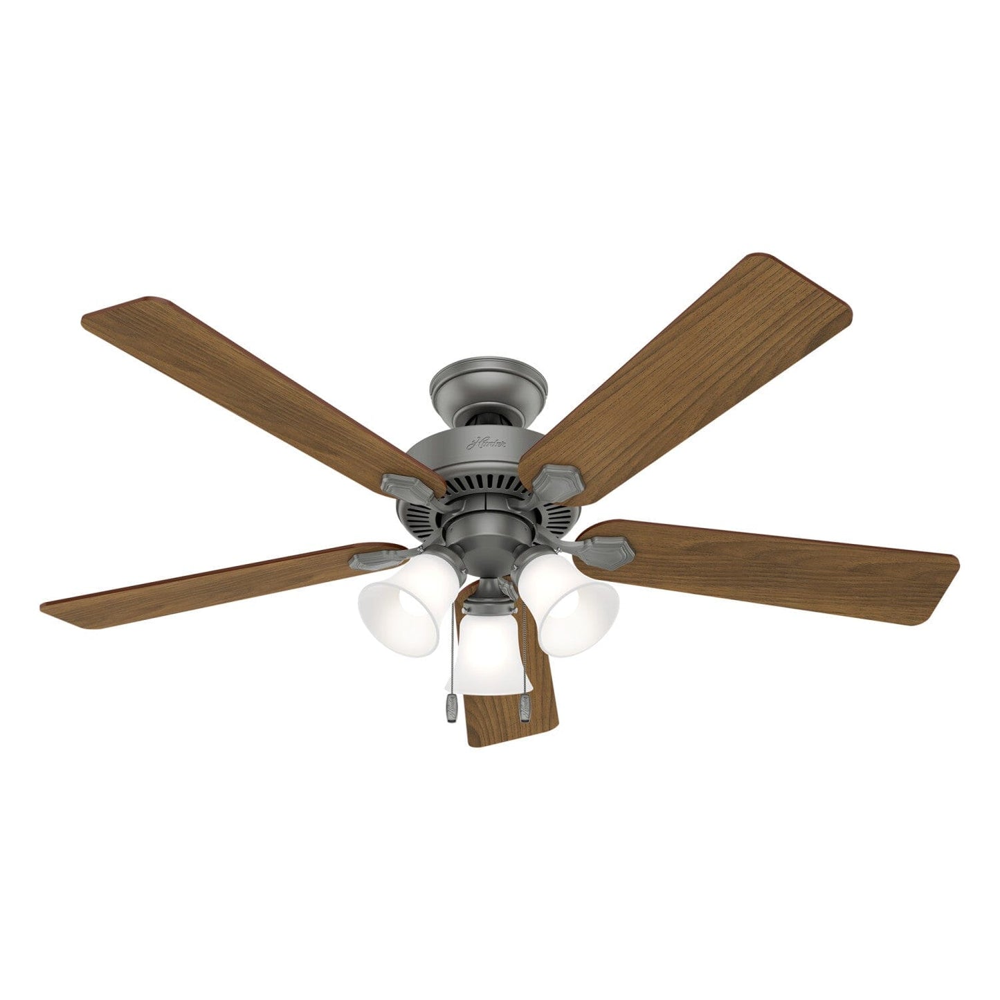 Swanson with LED Light 52 inch Ceiling Fans Hunter Matte Silver - Autumn Walnut 