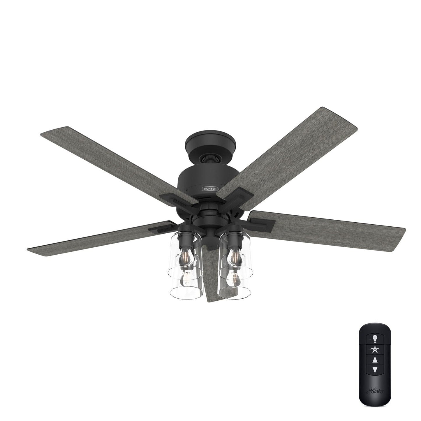 Techne with 4 Lights 52 inch Ceiling Fans Hunter Matte Black - Dark Gray Oak 