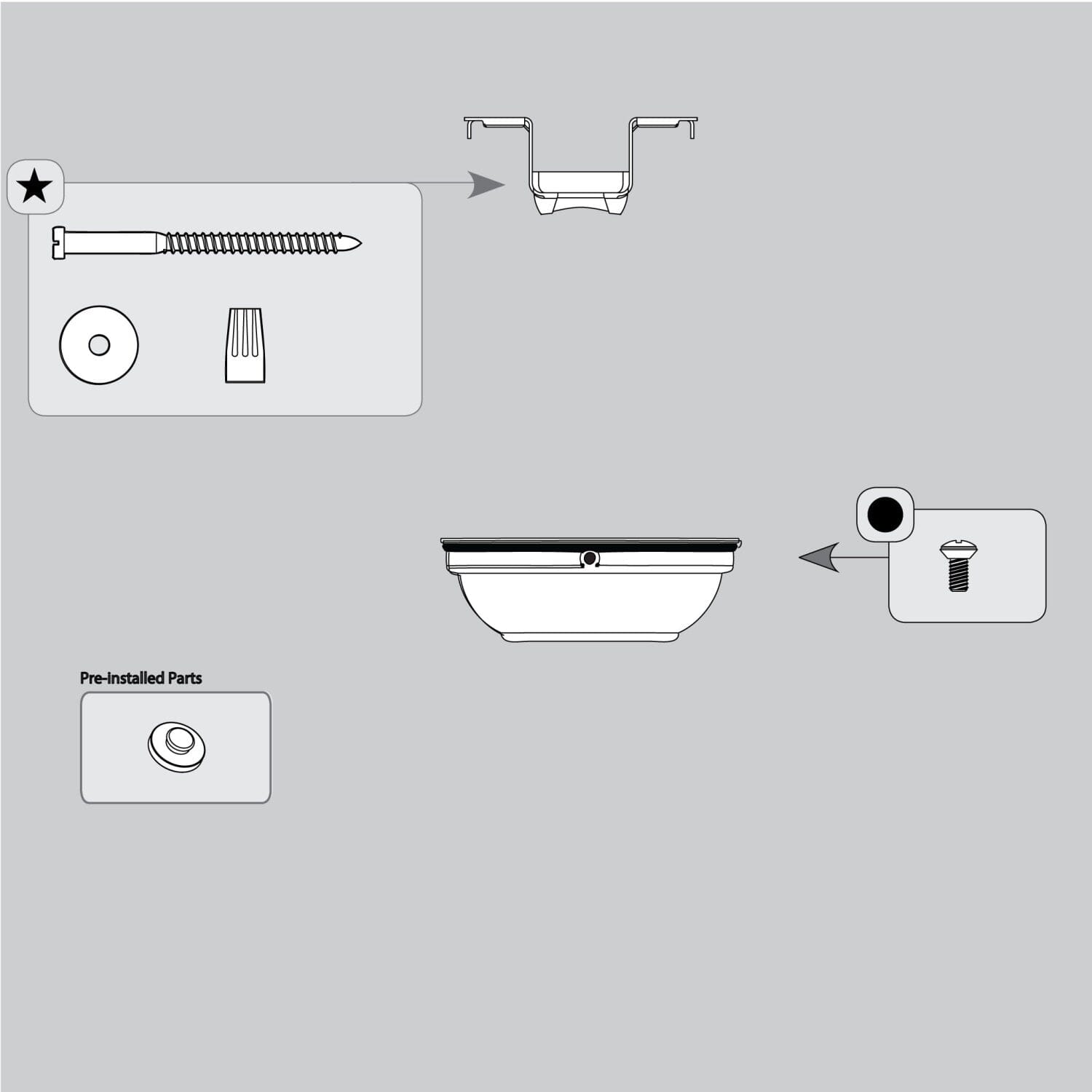 Trilobe Hanging And Canopy Assembly-White - K031901132 Service Parts Hunter 