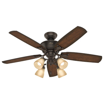 Turlington with LED Light 52 Inch Ceiling Fans Hunter Onyx Bengal - Burnished Cherry 