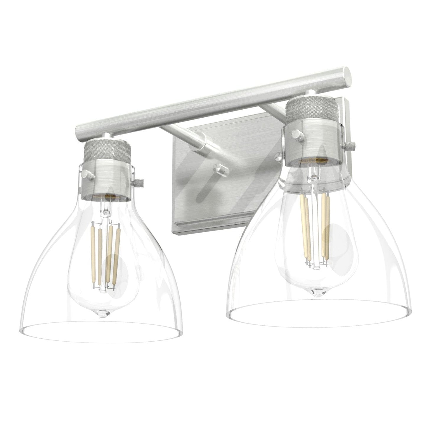 Van Nuys 2 Light Vanity Lighting Hunter Brushed Nickel - Clear 