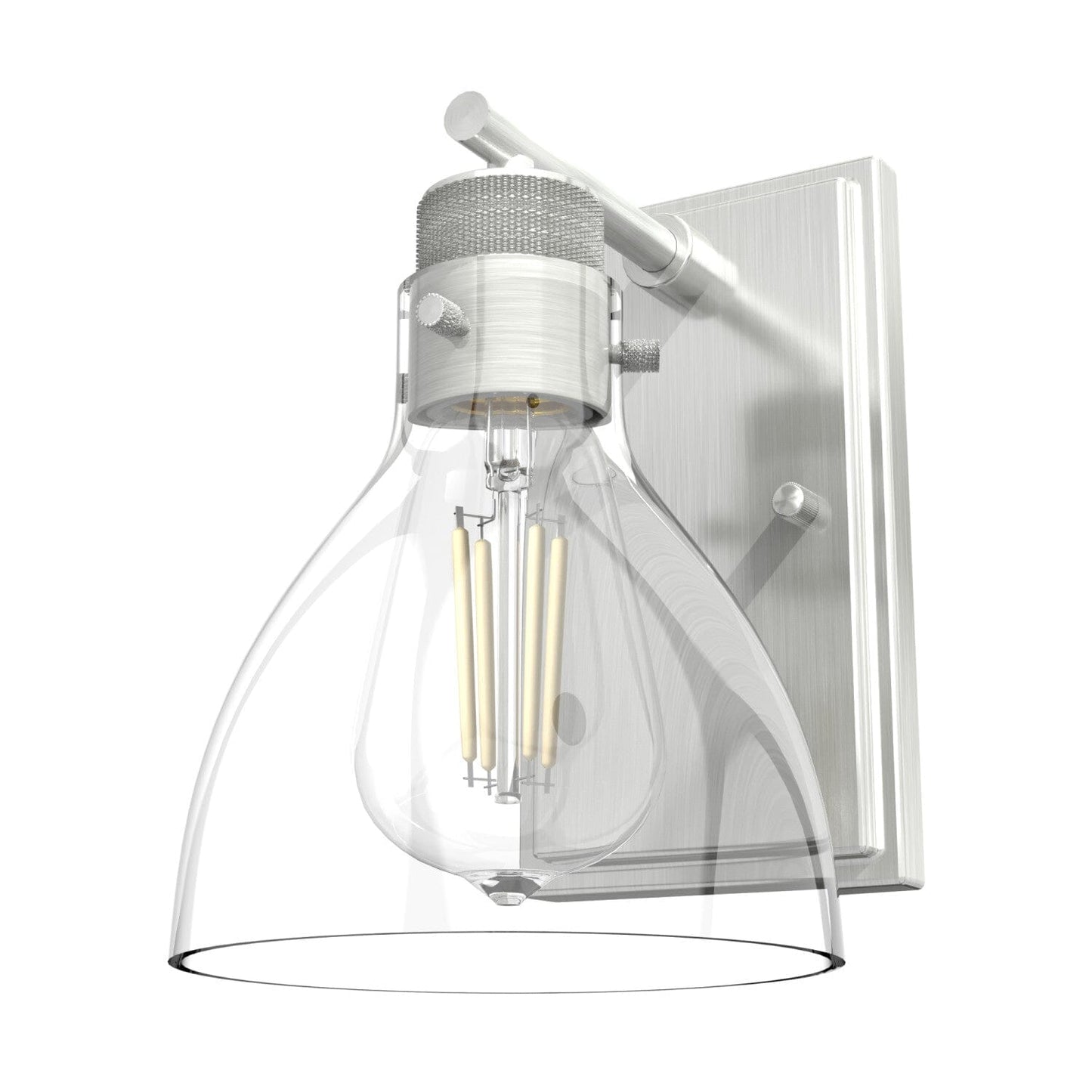 Van Nuys Wall Sconce 1 Light Lighting Hunter Brushed Nickel - Clear 