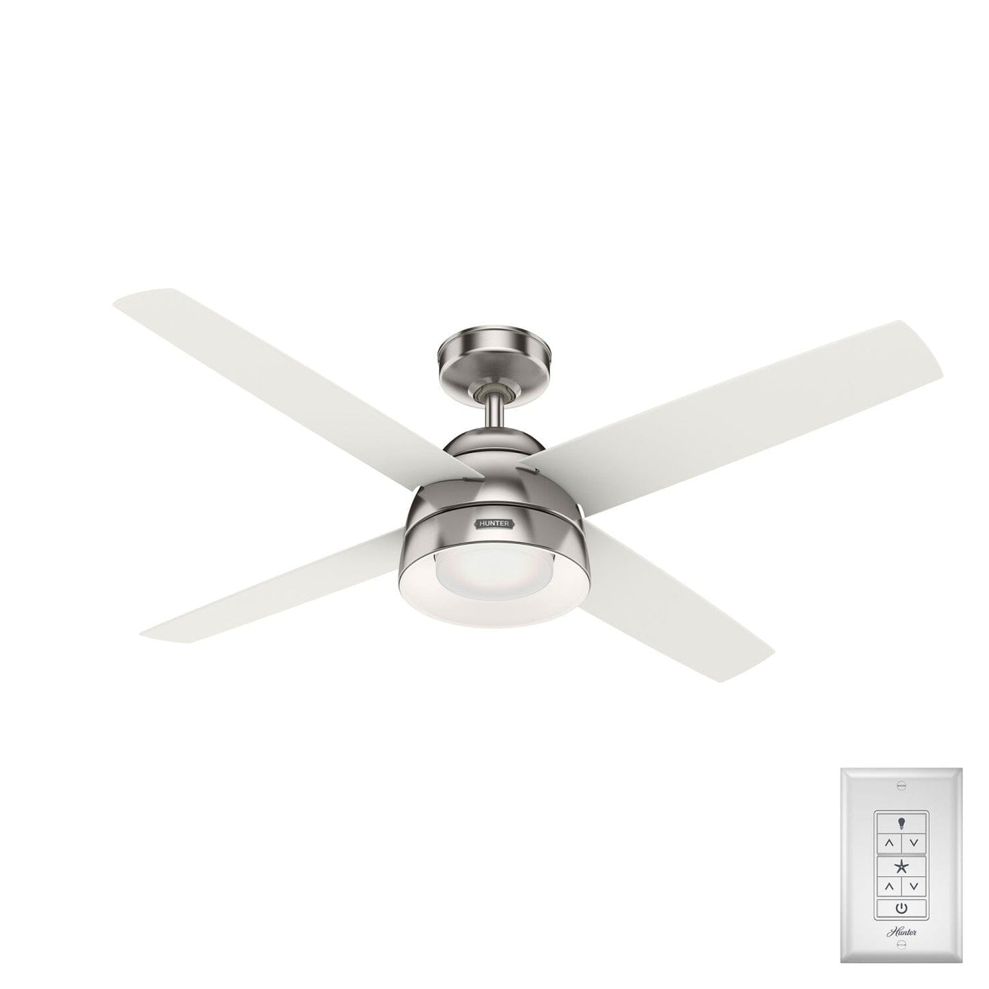 Vicenza with LED Light 52 inch Ceiling Fans Hunter Brushed Nickel - Matte White 