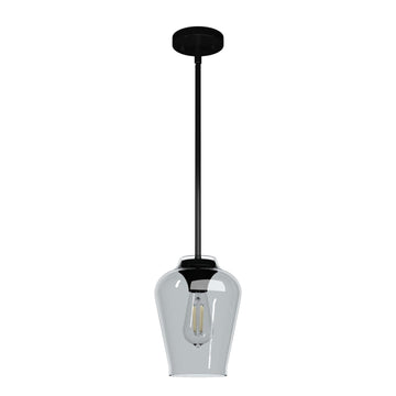 Vidria Smoked Glass 1 Light 7.25 Inch Mini Pendant Lighting Hunter Matte Black - Smoked 