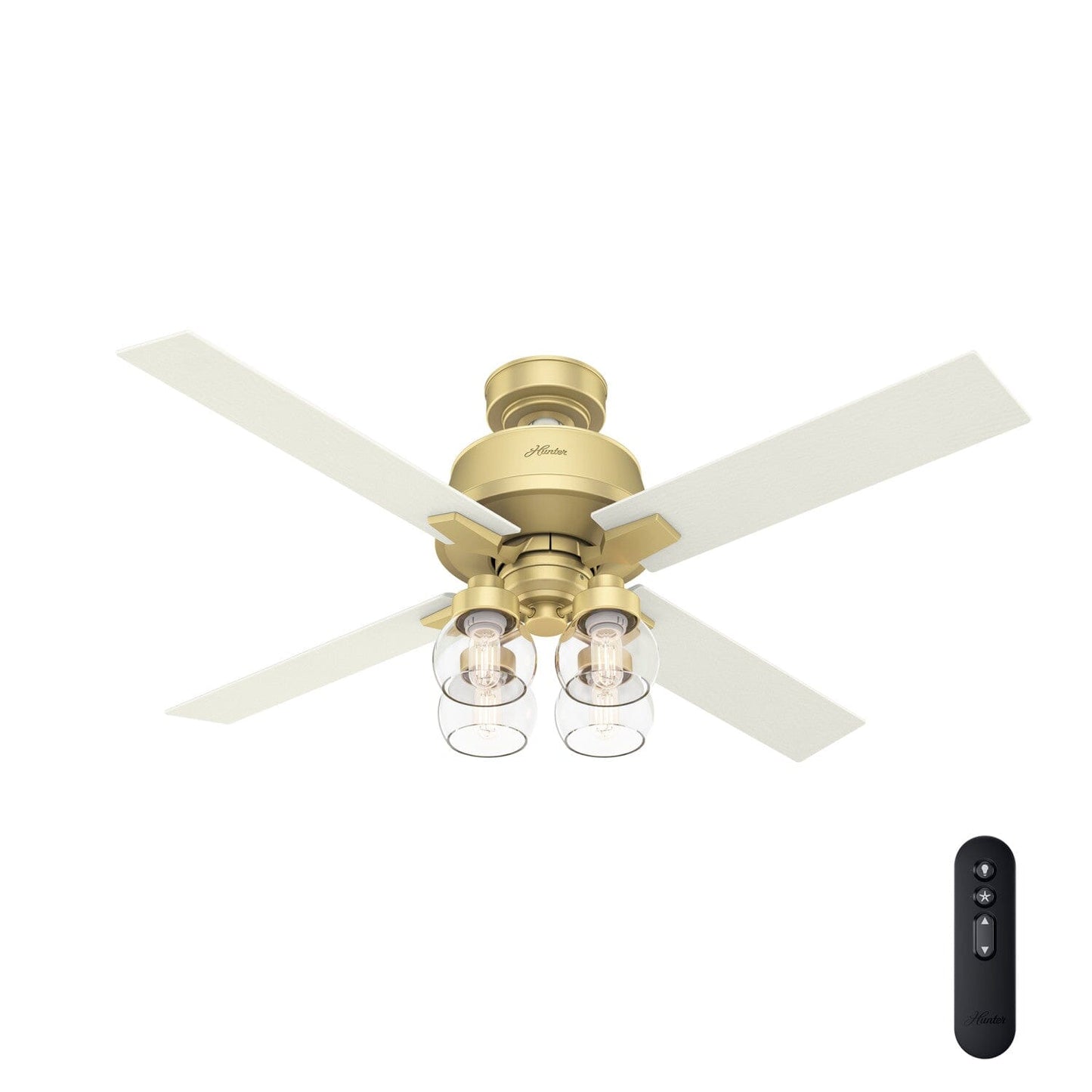 Vivien with LED Light 52 inch Ceiling Fans Hunter Modern Brass - White Grain 