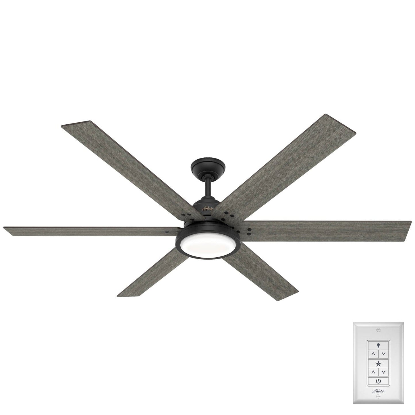 Warrant with LED Light 70 inch Ceiling Fans Hunter Matte Black - Dark Gray Oak 