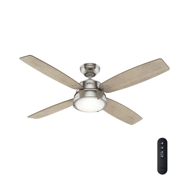 Wingate with Light 52 inch Ceiling Fans Hunter Brushed Nickel - Bleached Grey Pine 