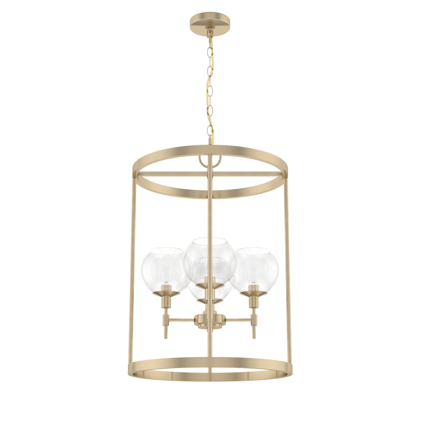 Xidane 4 Light 19 Inch Foyer Lantern Lighting Hunter Alturas Gold - Clear 