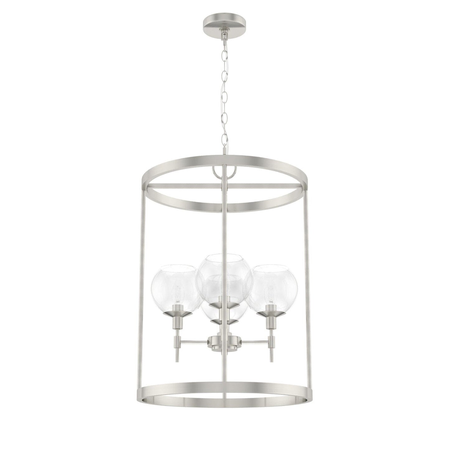 Xidane 4 Light 19 Inch Foyer Lantern Lighting Hunter Brushed Nickel - Clear 