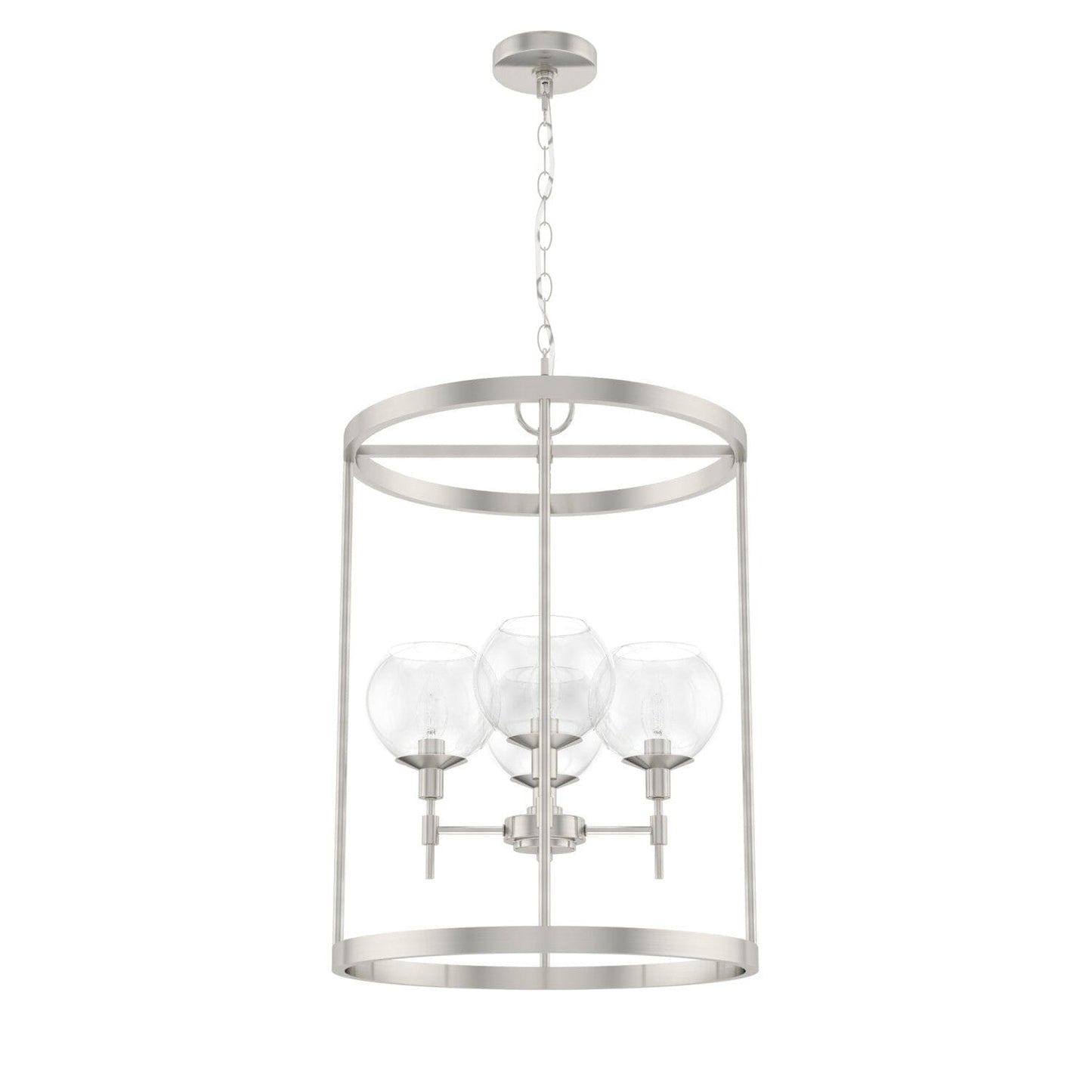 Xidane 4 Light 19 Inch Foyer Lantern Lighting Hunter Brushed Nickel - Clear 