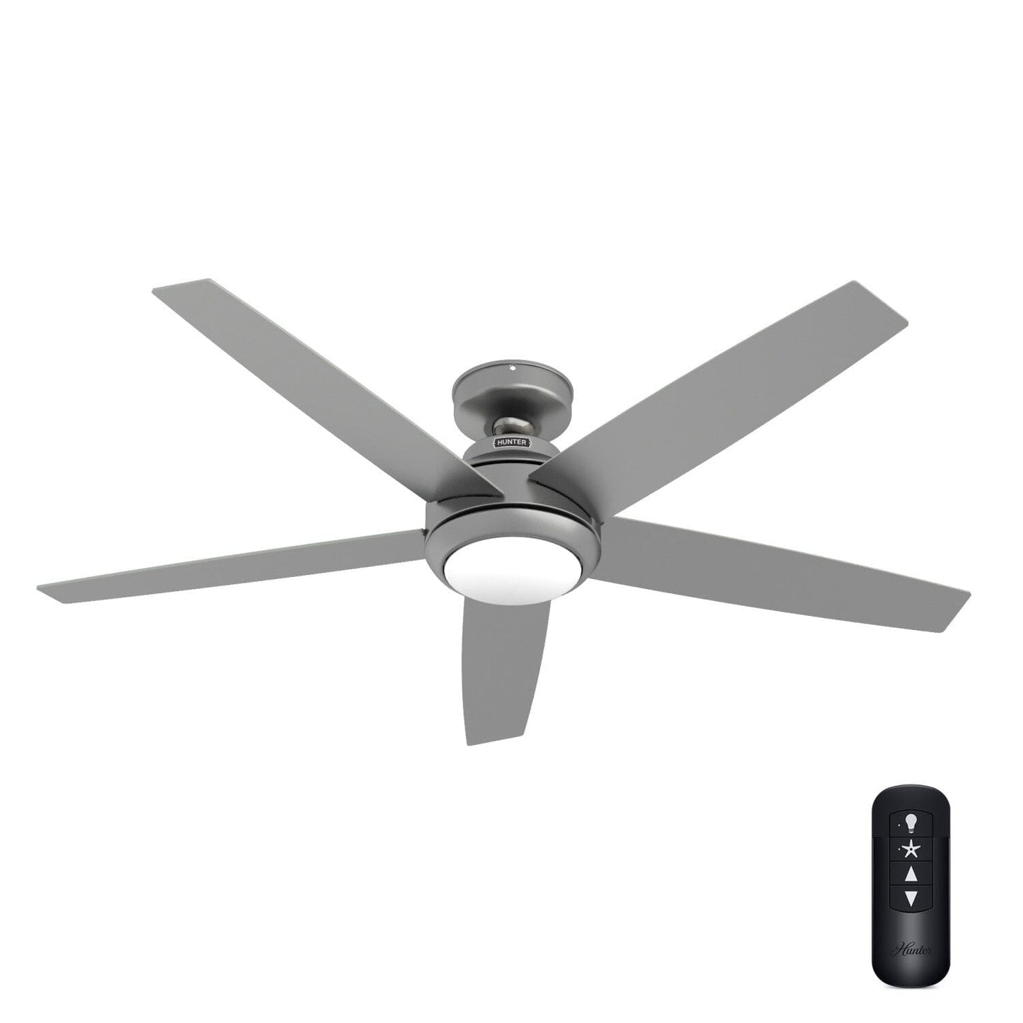 Zayden with LED Light - 52 inch Ceiling Fans Hunter Matte Silver - Matte Silver 