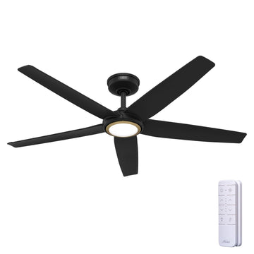 ZenTech 5 Blade Outdoor Smart Fan 52 inch Ceiling Fans Hunter Matte Black - Matte Black 