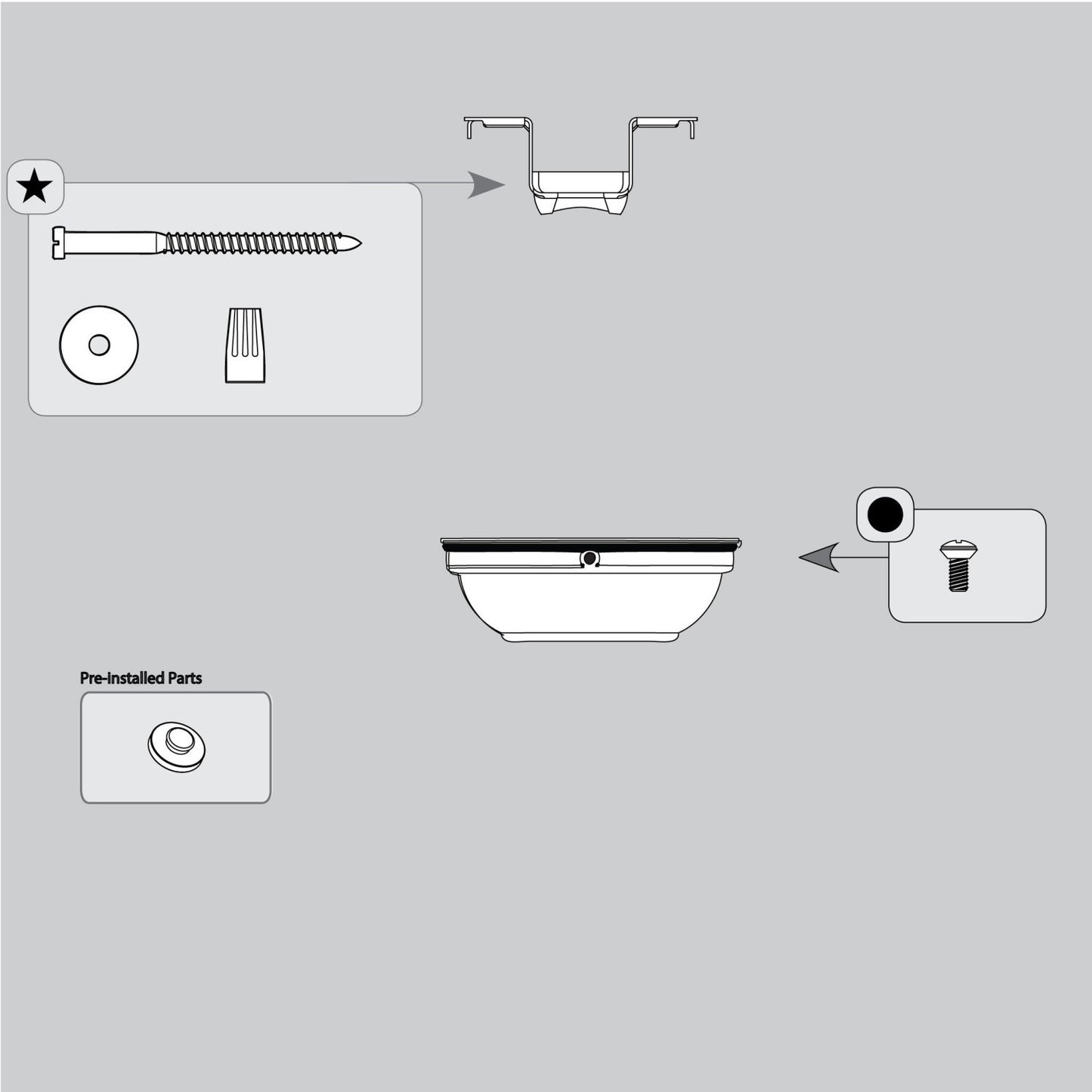 Canopy and Hanging Assembly-No Downrod-Fresh White - K031901826 Service Parts Hunter 