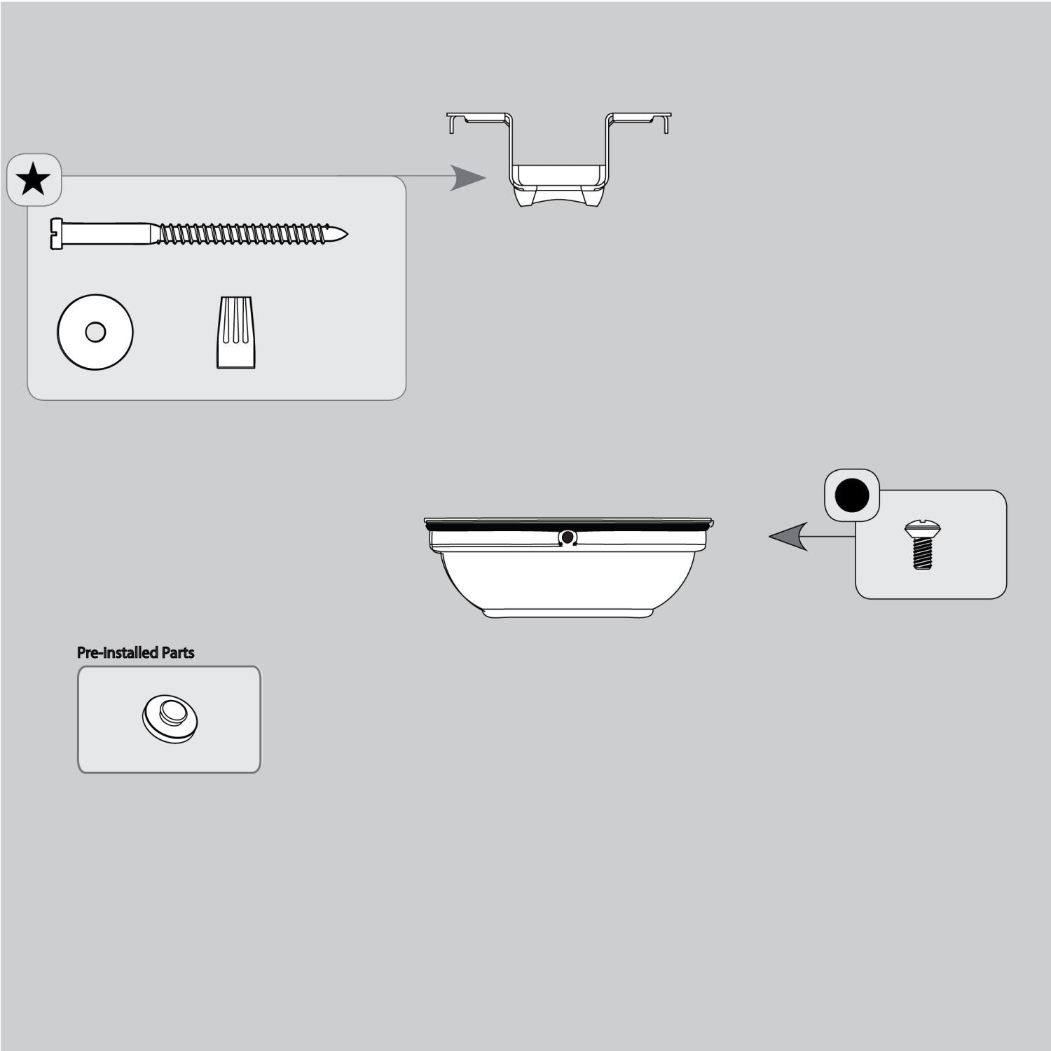 Canopy and Hanging Assembly-No Downrod-Fresh White - K031901826 Service Parts Hunter 